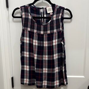 Knox Rose Navy and Red Plaid Tank Top